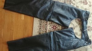 Allstate Leather Untrimmed Black Chaps Size Large